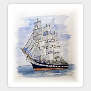 Tall Ship from an original watercolour sketch Sticker